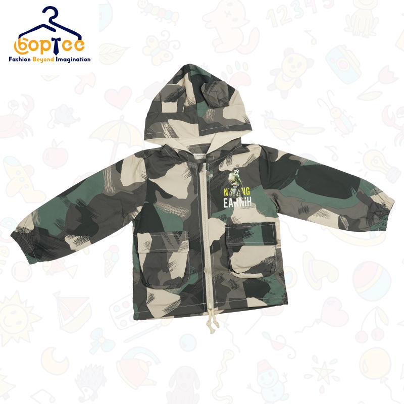 Boptee Full Sleeves Hooded Jacket With Saving Earth Patches