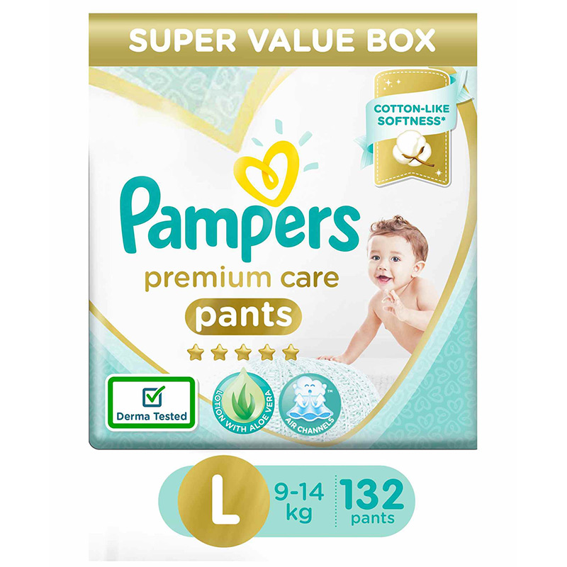 Pampers Premium Care Pants, Large Size Baby Diapers - 132 Counts