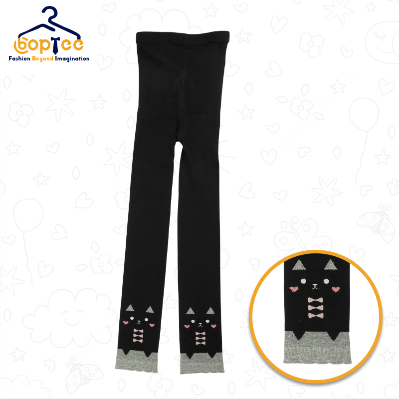 Boptee Full Length Kitty Design Stocking- Black Color
