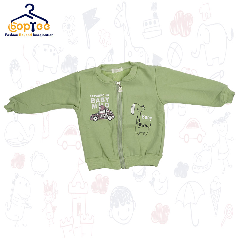 Boptee Full Sleeves Jacket With Car & Baby Design 