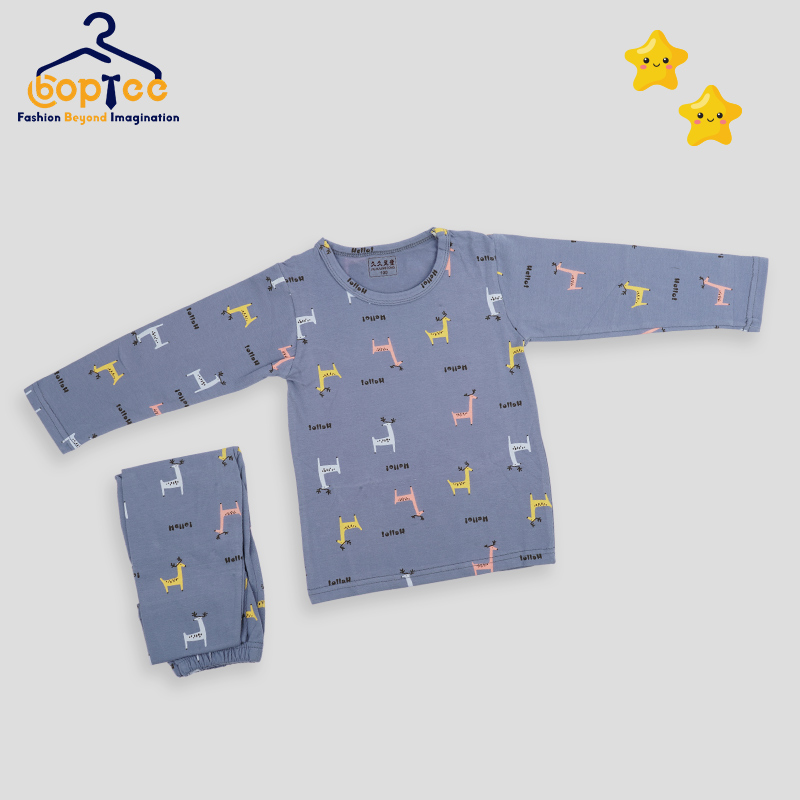 Boptee Full Sleeves Semi Woolen Nightsuit With Dear Print